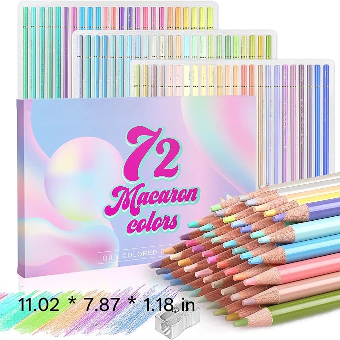 2026 New 72 Macaron Pastel Colored Pencils Set Soft Core Macaron Colors for Adults Coloring Books Beginners Blending Shading Sketching