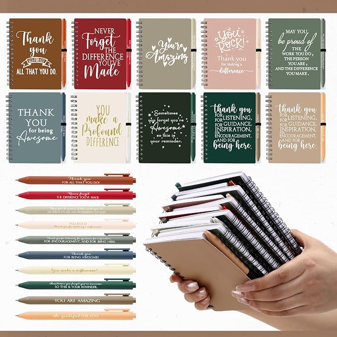 Tellingyou 100 Pcs Bulk Employee Appreciation Gifts A6 Notebook with Pens Back to School Gift Thank You for Teacher Student Team Office Coworker Staff Volunteers Affirmation Gifts (Joyous Colors)