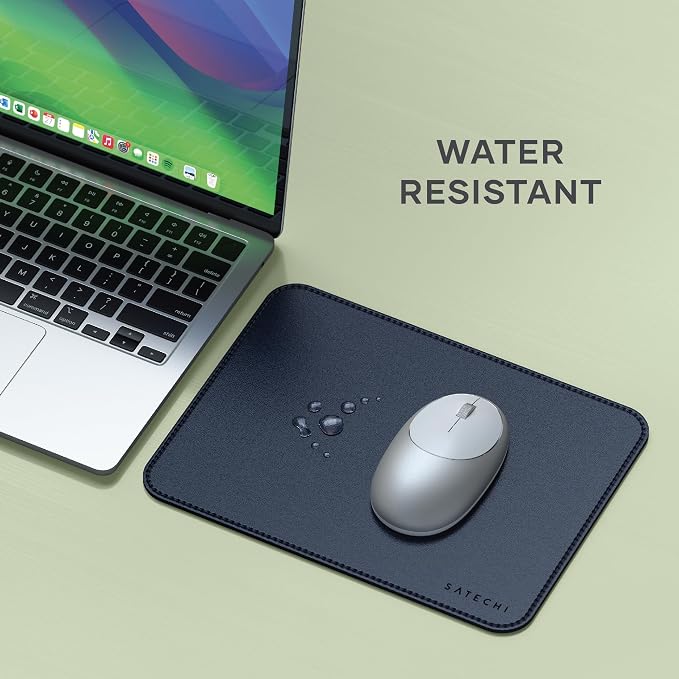 Satechi Vegan-Leather Mouse Pad, Ergonomic, Reversible, Scratch and Water Resistant, Easy to Clean, for Office and Home, 9.8" x 7.5" x 0.14" - Blue