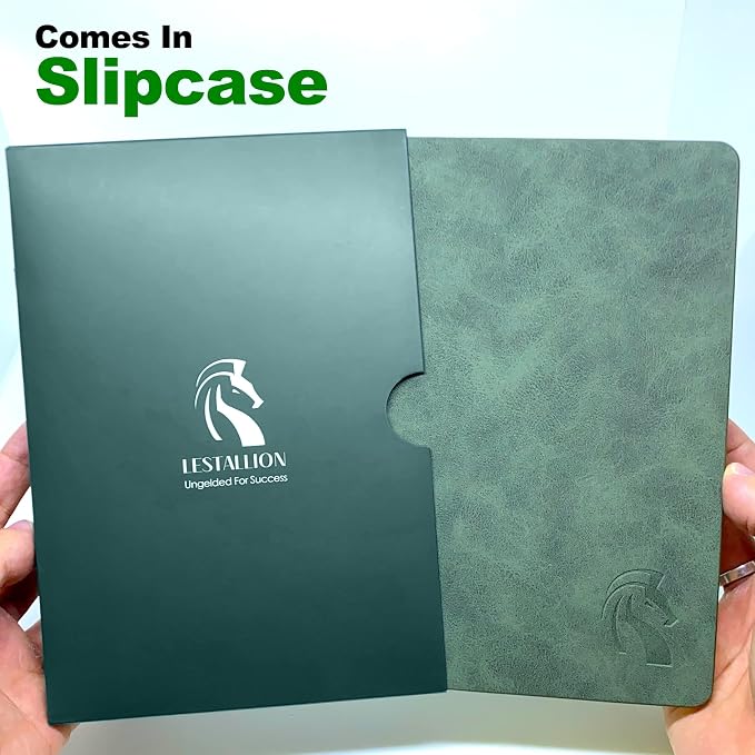 LeStallion Nice Dark Green Notebook - 120GSM A5 Fountain Pen Green Journal - 210 Numbered Pages, Table Contents | Soft Cover Faux Leather Journal | High End Luxury Notebook For Writing