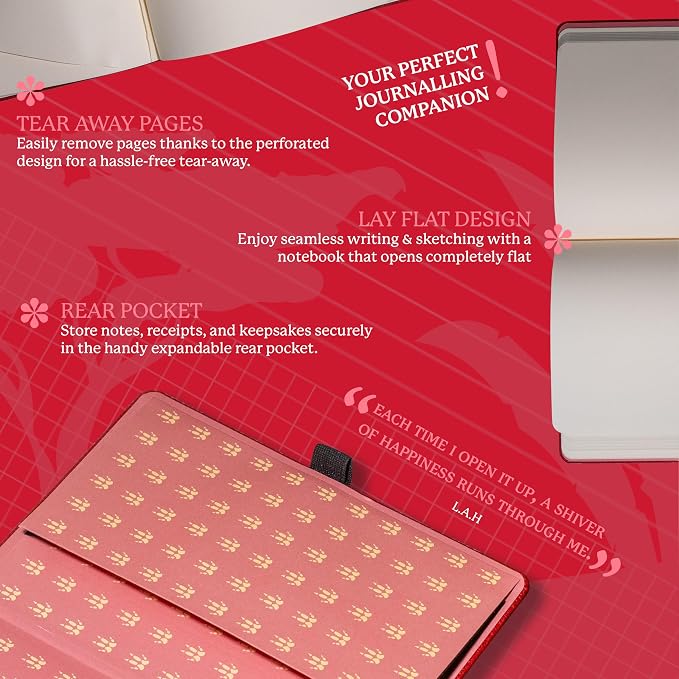Dingbats Wildlife Ruled Journal A5 - Vegan Leather Hard Cover, Ideal for Work, Travel - Pocket, Elastic Closure, Bookmark