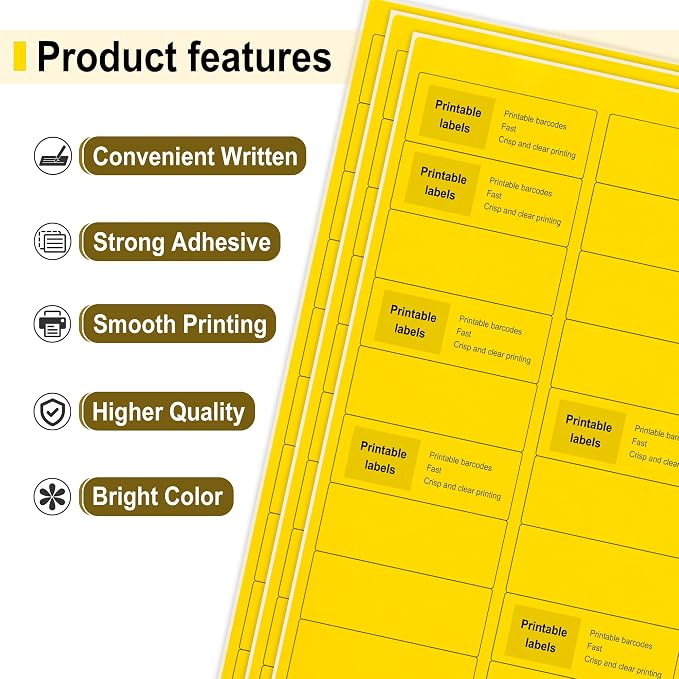 L LIKED 900 Fluorescent Yellow Address Labels, 1" X 2-5/8" Neon Colored Labels Handwritten or Inkjet/Laser Print for Shipping Envelopes & Small Packages - 30 Sheets