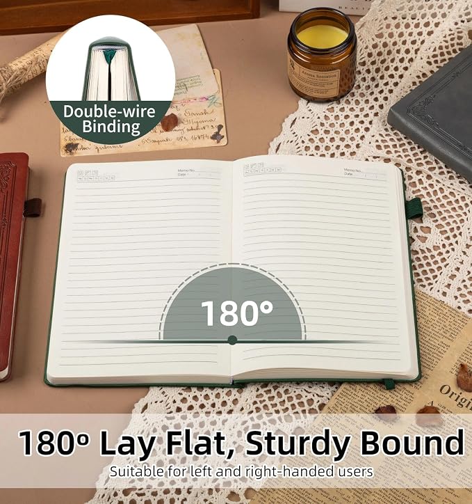 Lined Journal Notebook, A5 Leather Vintage Journals for Writing, 288 Pages College Ruled Notepad for Women Men, Vegan Leather Daily Notebook for Work, School, Travel, Note Taking(Celtic Star, Green)