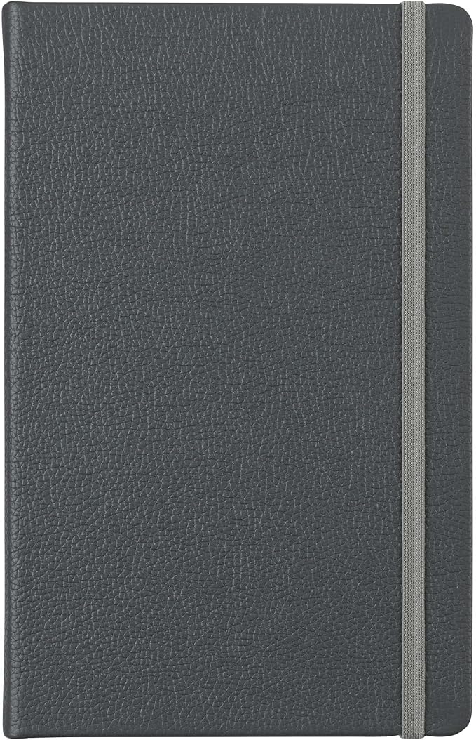 Leather Notebook, Writing Journal, Full-Grain Leather, Narrow Ruled Paper, Notebooks for Work & School, Twilight Gray (8.4" x 5.4”)