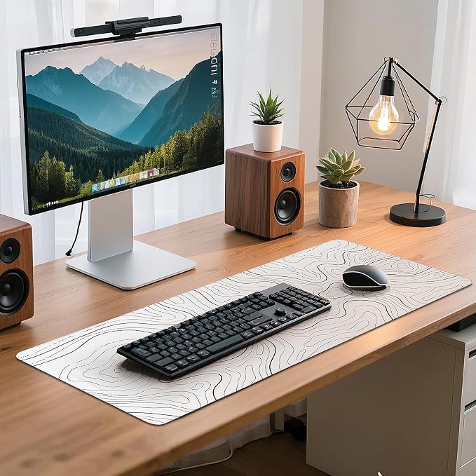Gaming Mouse Pad - (31.5"×11.8") Topographic Large Mouse Pads for Desk - Desk Mat for Keyboard and Mouse with Non-Slip Base, Desks Pad Matfor Game/Office & Home