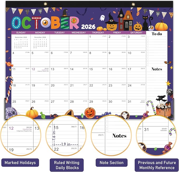 Desk Calendar 2026-2027 - Desk/Wall Calendar 2026-2027, 17"×12", Jul.2026 - Dec.2027, 18 Monthly Calendar 26-27 with Corner Protectors - 12 Different Themes