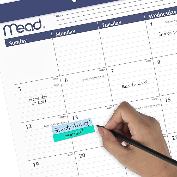Mead Desk Calendar 2026-2027 Planning Pad, Academic 15-Month April-June, Monthly, 21.75" x 17" Standard, Ruled Daily Block (CAM92020)