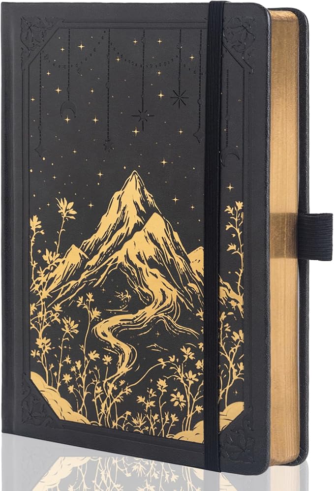 MGGAO Lined Journal Notebook for Women Men, A5 Aesthetic Notebook | 316 Numbered Pages, Golden Edges, Faux Leather, College Ruled, Hardcover, for Writing, Note Taking, School & Office