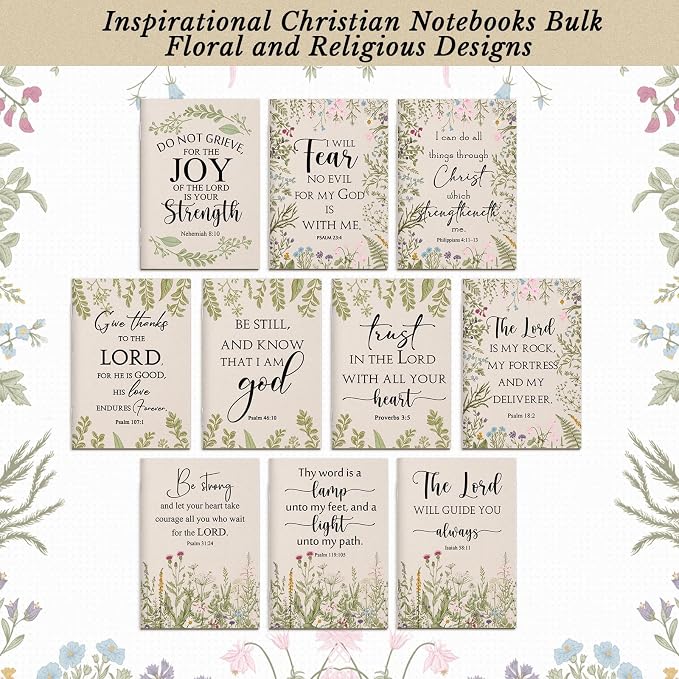 Ctosree 100 Pcs Bible Verse Prayer Journal Notebook for Women Christian Notepads Gifts Mini Inspirational Religious Note Pads for Sunday School Back to School Church Pastors Wife Teacher (Beige)
