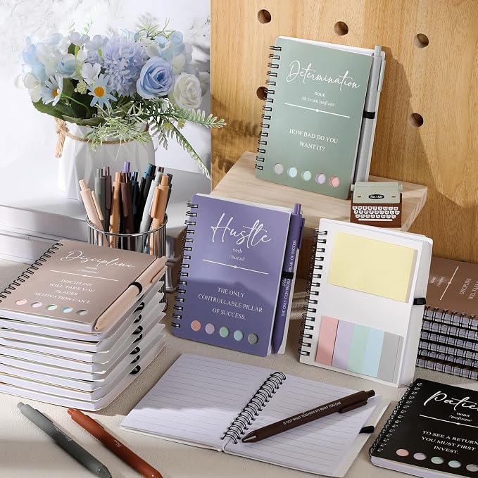 40 Pcs Motivational Inspirational Notebook Bulk with Notes Pen,Morandi | Back to School Spiral Notebooks Inspirational Motivational Appreciation Gift for Students Teacher Employee Team Coworker