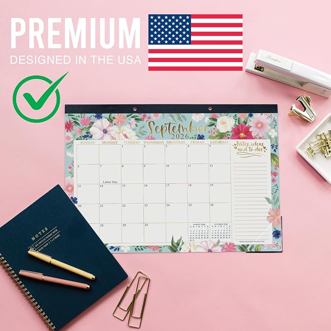 Hadley Designs Large Teacher Desk Calendar 2026-2027 - Desktop Calendar 2026, 18-Month Academic Desk Calendars for School, Home & Office, Cute Classroom Must Haves, Back to School Teacher Gifts