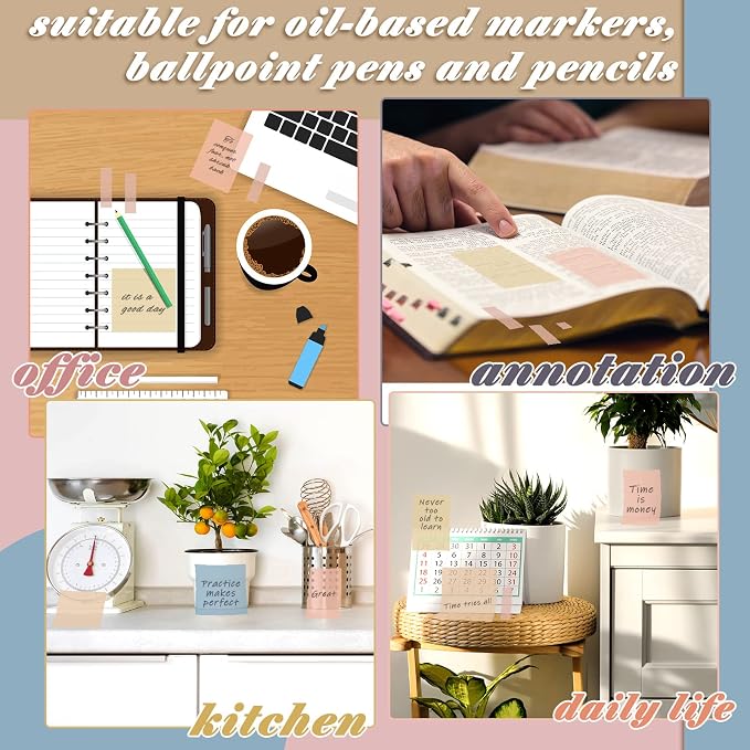 900 Pcs Transparent Sticky Notes Bulk Pastel See Through Sticky Notes Clear Books Annotation Tabs Self Adhesive Waterproof Translucent Back to School Bible Accessories Office Supply(Cute Color)