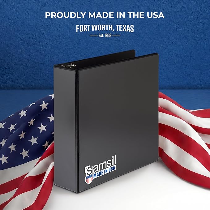 Samsill 3 Inch 3 Ring Binder, Economy Round Ring, Clear View Cover, 550 Sheet Capacity - for School, Home, Office - Black