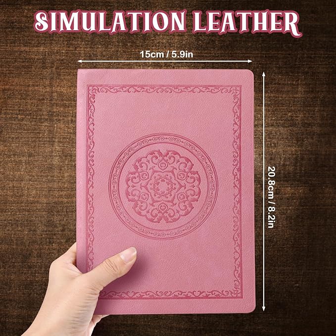 Fetinar 2026 Leather Vintage Journal Notebook,300 Pages,Leather Softcover Lined Journal Notebooks for Women Men,Notebook Journals for Writing Travel,Business,Office,5.7'' X 8.3'',Pink