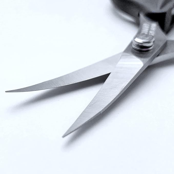 CANARY Spring Loaded Craft Scissors 6.3" [Thin Curved Sharp Tips], Made in JAPAN, Razor Sharp Japanese Stainless Steel Blade, Black