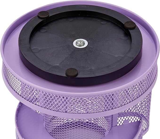 Annova Mesh Desk Organizer Rotate with 5 Compartments Round Spinning Tidy Candy/Pen Holder Desk Accessories Office, Art Supply, Storage, Classroom, Home (Light Purple)