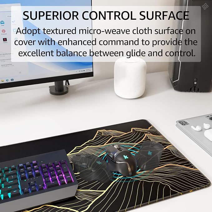 KTRIO Large Gaming Mouse Pad, Desk Mat, 31.5 x 11.8 in, Bright Rise, XL | Smooth Micro-Weave Surface, Artistic Pattern Design, Non-Slip Rubber Base, Durable Stitched Edges, Office & Home Use