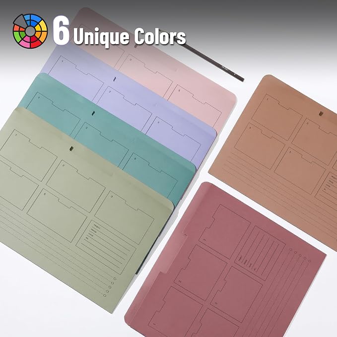 Mr. Pen- Paper Pocket File Folder, 6 Pack, Assorted Colors, Letter Size | File Jacket Flat Folder, For School, Office, Buisness Home