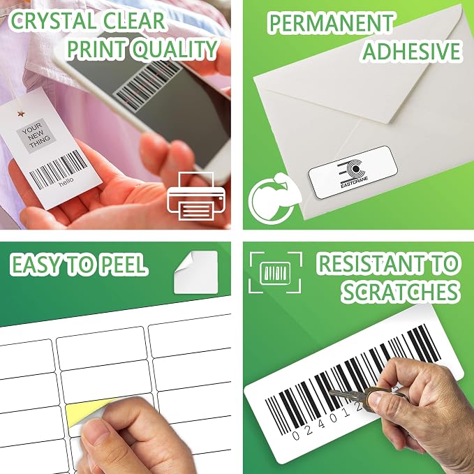 1" x 2-5/8" Printable Mailing Address Labels,3,000 Sticker Labels(100 Sheets),White Blank Labels for Laser/Inkjet Printer,Permanent Adhesive Name Labels,FBA Labels