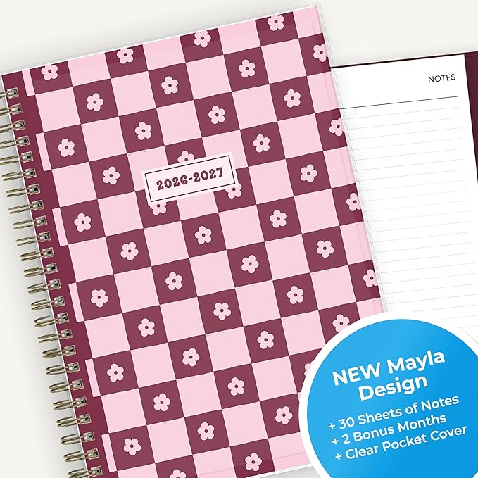 Blue Sky 2026-2027 Weekly & Monthly Academic Planner, 5.875"x8.625", Mayla | July 2026 - June 2027, Flexible Pocket Cover, Wirebound, Laminated Tabs, Extra 30 Sheets of Notes, Academic Year
