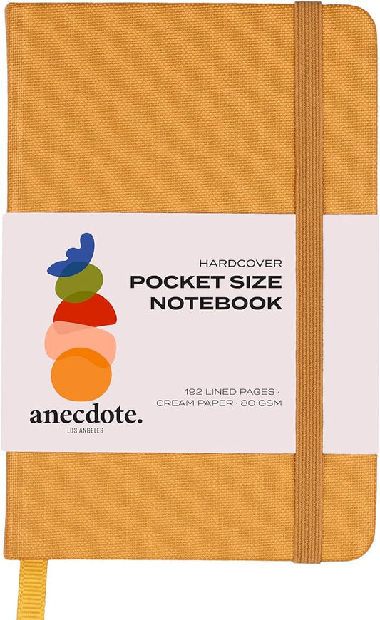 ANECDOTE. Small Journal Notebook for Men & Women, 192 Pages | Thick 80 GSM Lined Paper| Hardcover (5.5"x3.5" Pocket Size) | Daily Journaling Diary for Work, Travel, School & Office Use (Mustard)