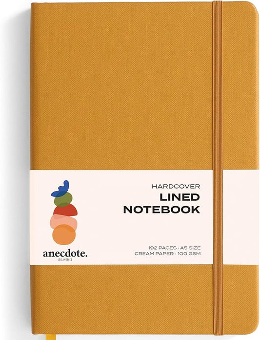 ANECDOTE. Lined Journal Notebook, 192 Pages, A5 size: 8.3" x 5.4", Thick 100 GSM Paper, Ruled, Hardcover. Journal for Women and Men, Perfect Notebook for School, Work and Travel (Mustard)