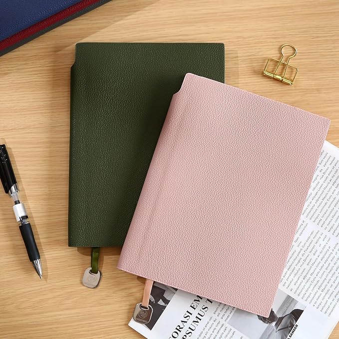 Lined Journal Notebook for Women A5 Softcover PU Leather Journals for Writing 160 Pages Daily Journaling College Ruled Notebooks for Work School Note Taking, Business 6.38'' X 8.28'' Pink