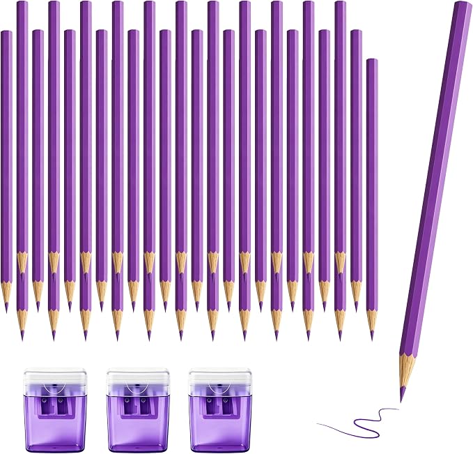 36 Piece Purple Colored Pencils Set with Sharpener, Pre-Sharpened Professional Wooden Art Pencils for Artists Drawing and Sketching, Premium Colored Tone Supplies Delivering Detailed Painting(Purple)