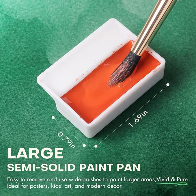 Fuumuui 24 Opaque Semi-Solid Watercolor Paint Set, Vivid Bright Professional Art Supplies with Strong Pigments & Coverage, for Artists Beginner Painters Amateur Hobbyists Painting