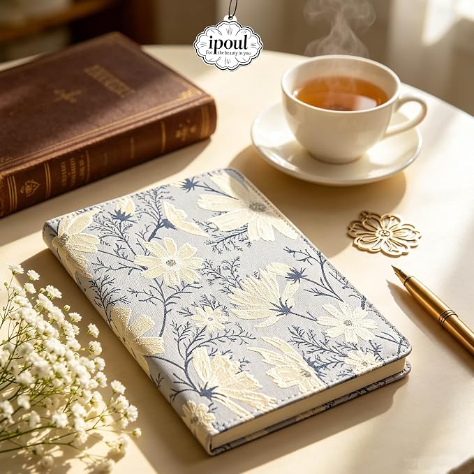 ipoul Beautiful Journal for Women, Daisy Flower, Hardcover, A5, 6x8, Lined Pages, Lay-flat, Personal Notebook, Self Care Journal, 40th Birthday Gifts for Women, Mothers day Gifts for mom