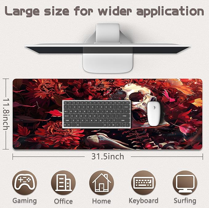 Gaming Mouse Pad - (31.5"×11.8") Skull Large Mouse Pads for Desk - Desk Mat for Keyboard and Mouse with Non-Slip Base, Desks Pad Matfor Game/Office & Home