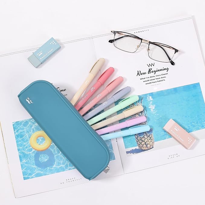 Mr. Pen- Silicone Pencil Case, Aesthetic Pencil Bag for Women, Makeup Pouch | Multifunctional Pouch for Stationery, Cosmetics and Electrical Goods Storage
