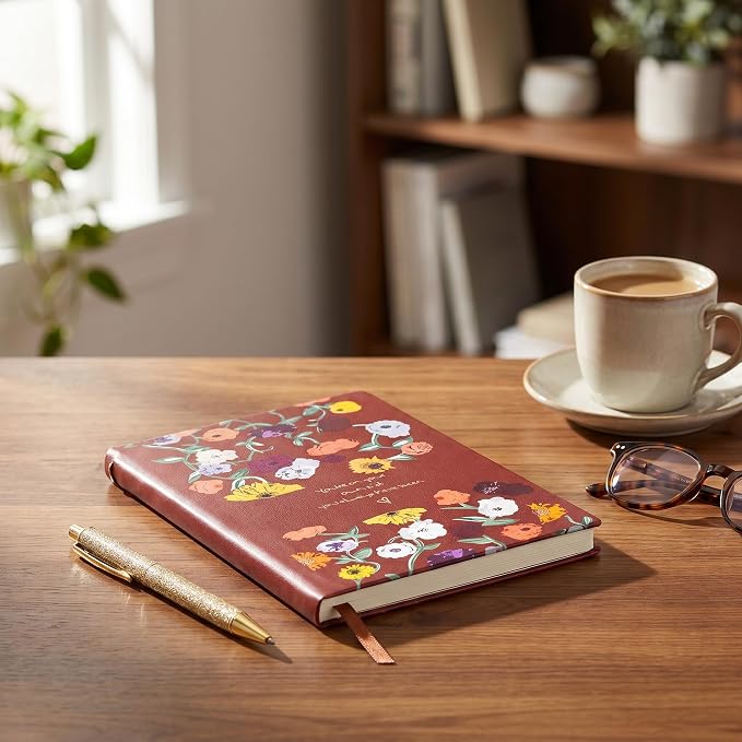 Premium Floral Music Composition Notebook with Pen, 100 Pages Lay Flat Waterproof Journal for College Students, Vintage Diary and Planner for Music Lover and Fan