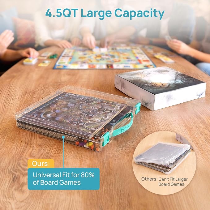 Vtopmart 6 Pack Board Game Storage with Handle and Snap-Tight Latch Lid | Clear Craft Organizer Fit 12" x 12" Papers, Stackable Storage Box for Scrapbook Storage, Art Supply Storage, Puzzle Storage