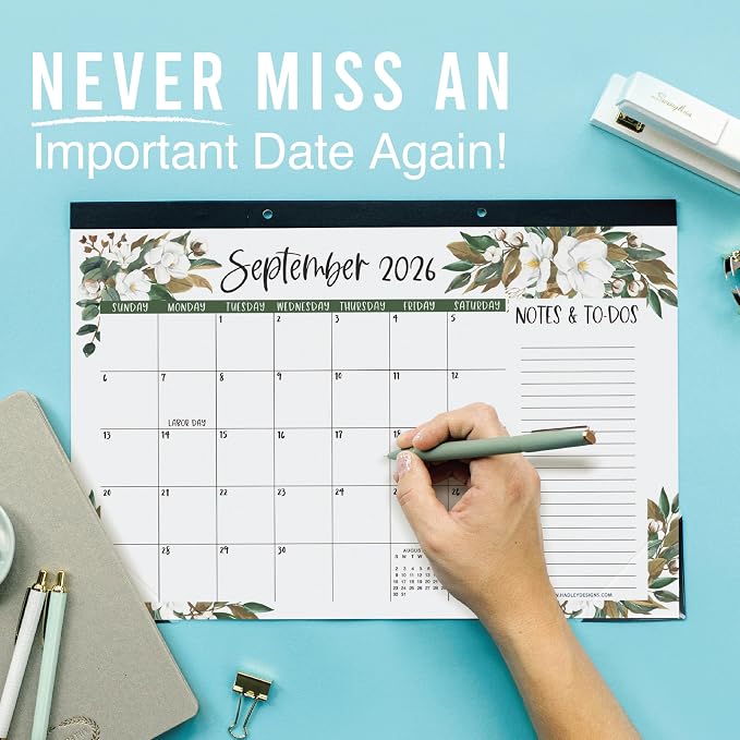 Hadley Designs Large Teacher Desk Calendar 2026-2027 - Desktop Calendar 2026, 18-Month Academic Desk Calendars for School, Home & Office, Cute Classroom Must Haves, Back to School Teacher Gifts