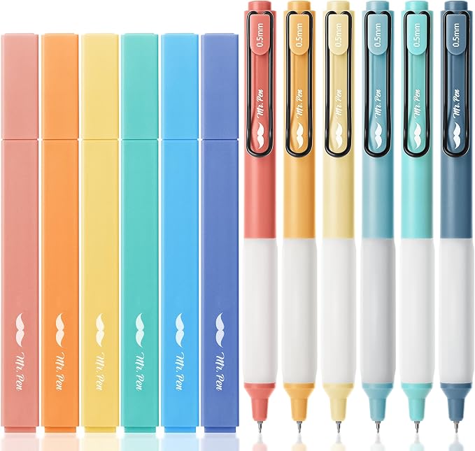 Mr. Pen- Aesthetic Highlighters and Gel Pens, 12 Pack | Assorted Colors Bible Highlighters No Bleed, Assorted Ink Gel Pens, Fast Dry and No Smear for Bible Journaling, Planner