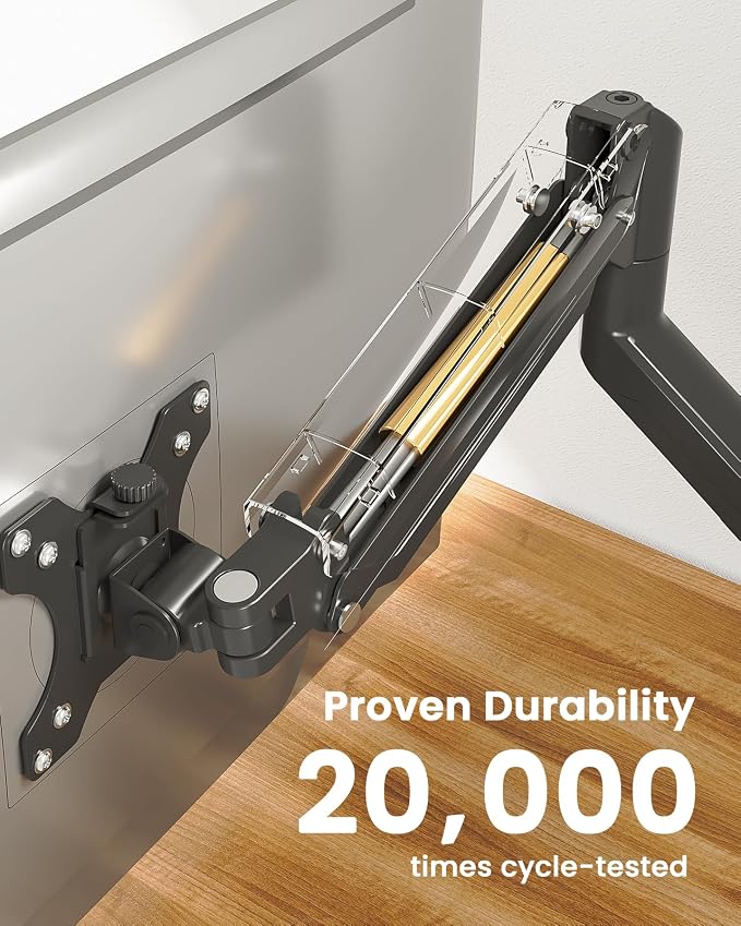ErGear Single Monitor Arm for 13-36 Inch Screens, 22 lbs Capacity | Full-motion adjustment, C-clamp or grommet mounting, cable clips, 22 lbs support, ultrawide setup, VESA 75x75/100x100mm