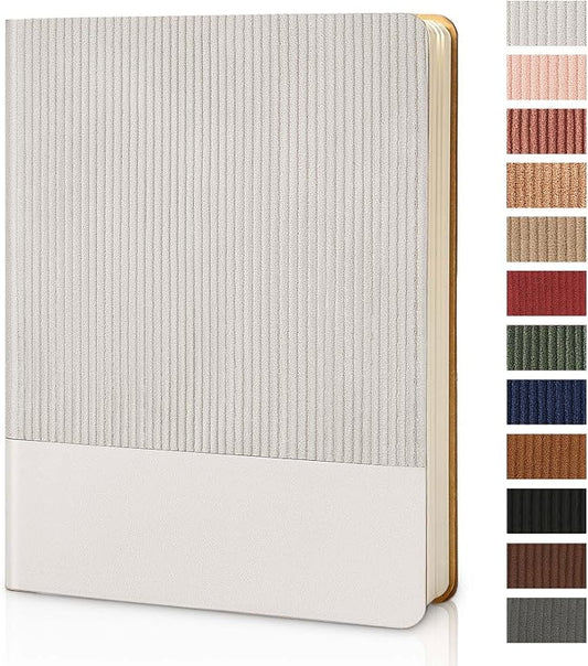 Lined Journal Notebook for Work College Ruled Note Book 7.2"x9.6" B5 PU Leather Daily Journaling 160 Pages for Women Men Writing Home School Supplies Business (Grey)