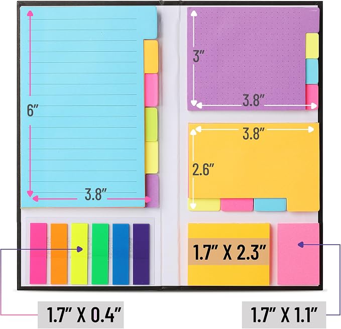 Mr. Pen- Sticky Notes Set, 2 Sets, 820 Pack, Ruled | Dotted & Blank Notes with 150 Index Tabs, Divider Sticky Pads for Bible Study, Office, School, Planning