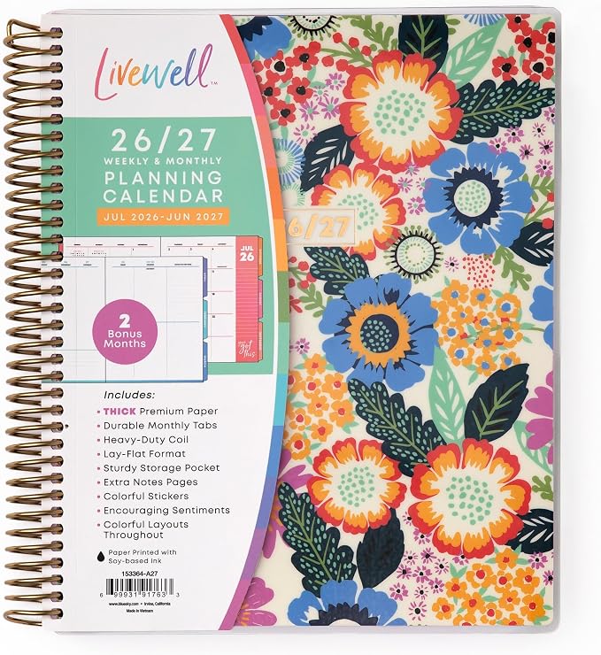 Blue Sky 2026-2027 Weekly & Monthly Academic Planner, 7"x9", Charmie | July 2026 - June 2027, Flexible Cover, Wirebound, Colorful Interior, Laminated Tabs, Storage Pocket, Academic Year, LiveWell
