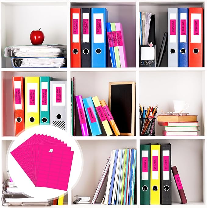 Geyee 1800 Pcs Fluorescent Address Labels Colored Address Labels 1'' x 2-5/8'' Neon Color Printable Stickers for Printer Return Mailing Shipping Message (Fluorescent Peach Red)