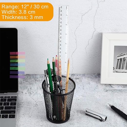 Viaky 12 Inch Clear Plastic Rulers,2 Pack,30CM Straight Ruler | Measuring Ruler with Inches&Centimeters, Easy to Read Markings, Scratch-Resistant Design, for Office,Back to School Supplies