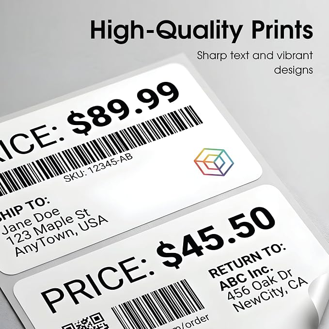 8.5" X 5.5" Matte White Printable Half Sheet Shipping Labels (500 Sheets, 1000 Stickers) Mailing and Address Labels for Laser & Inkjet Printers - Spartan Industrial Template R025