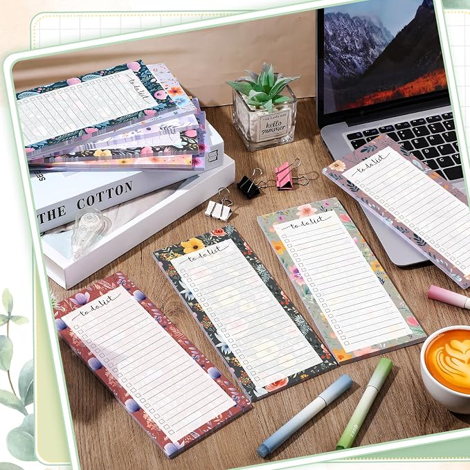 Censen 10 Pack 500 Sheets to Do List Notes Daily Checklist Notepad with 50 Sheets Undated Memo Pad Color Block Shopping List Weekly Plan Notepad Organizer Planners(Flower Color,Lined)