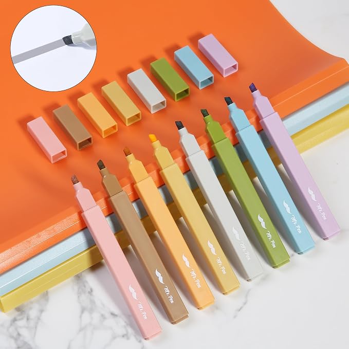 Mr. Pen- Aesthetic Highlighters No Bleed, 8 Pack, Assorted Colors | Chisel Tip, Cute Highlighters Assorted Colors for Journaling, Highlighting, Underlining, Fast Dry, Back to School Supplies