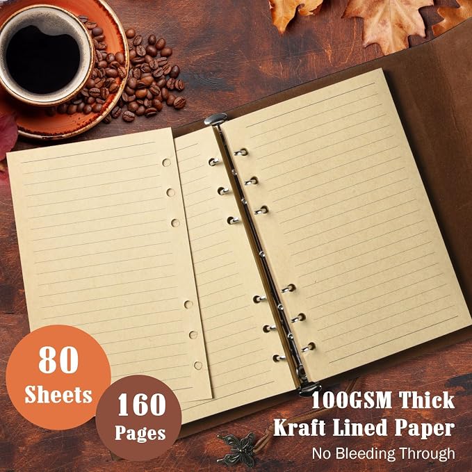 10 Pack PU Leather Journal Notebook, Refillable Journal Bulk, Vintage Travel Journals for Writing, Gift Diary Journal for Women, Men, Girls, 100GSM Lined Paper, Each 160 Pages & 2 Pockets (A6, 5"x7" )