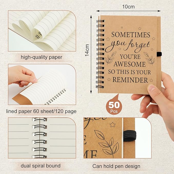 Yeaqee 100 Pcs Employee Appreciation Gifts Inspirational Gifts Set Mini Spiral Notebooks with Pen May You Be Proud of The Work You Do Motivational Thanks Gift for Staff Coworkers (Motivational Style)