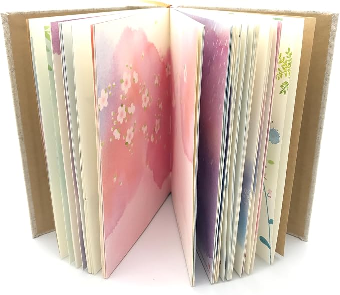 SIIXU A5 Colorful Journal Notebook, 192 Aesthetic Colored Pages, Blank | Hand-illustrated by an Artist, Elastic Closure, 2 Ribbon Bookmark, Unique Beautiful Pages, 100gsm No-bleed Paper,Lay-flat