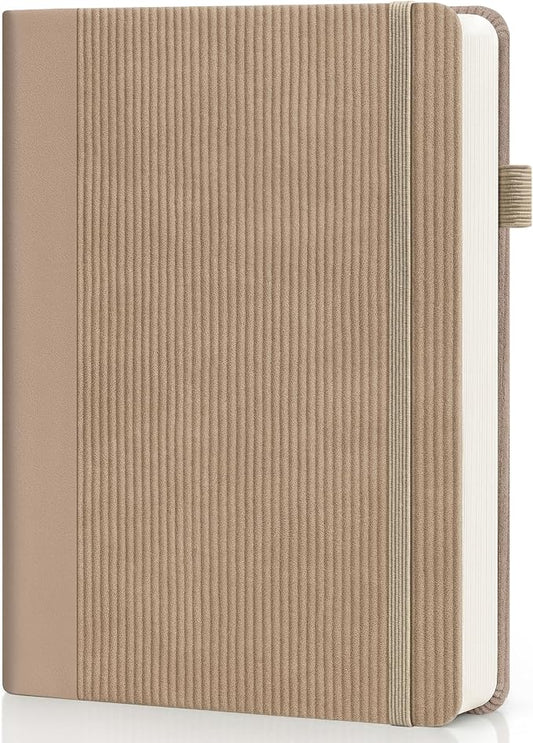Lined Journal Notebook, A5 Vegan Leather College Ruled Notebook for Women Men, Daily Journaling Notebook 192 Pages for Work, School, Business, Travel, Note Taking(Khaki)