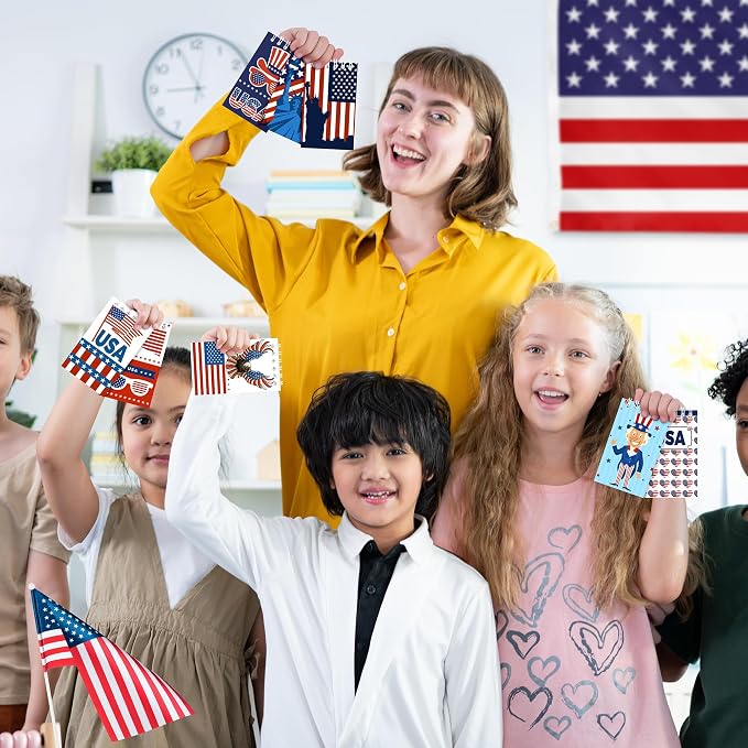 24Pcs Patriotic Mini Notepads, Red White Blue 4th of July Spiral Notebooks Bulk, USA American Pocket Memo Pads for Labor Day Veterans Day 250th anniversary Party Favors Gifts Office School Supplies